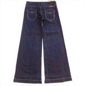 27x31 BCBGMaxAzria Jeans Dark Wash Big Stich Wide Leg Mid Rise Back Flap Pockets